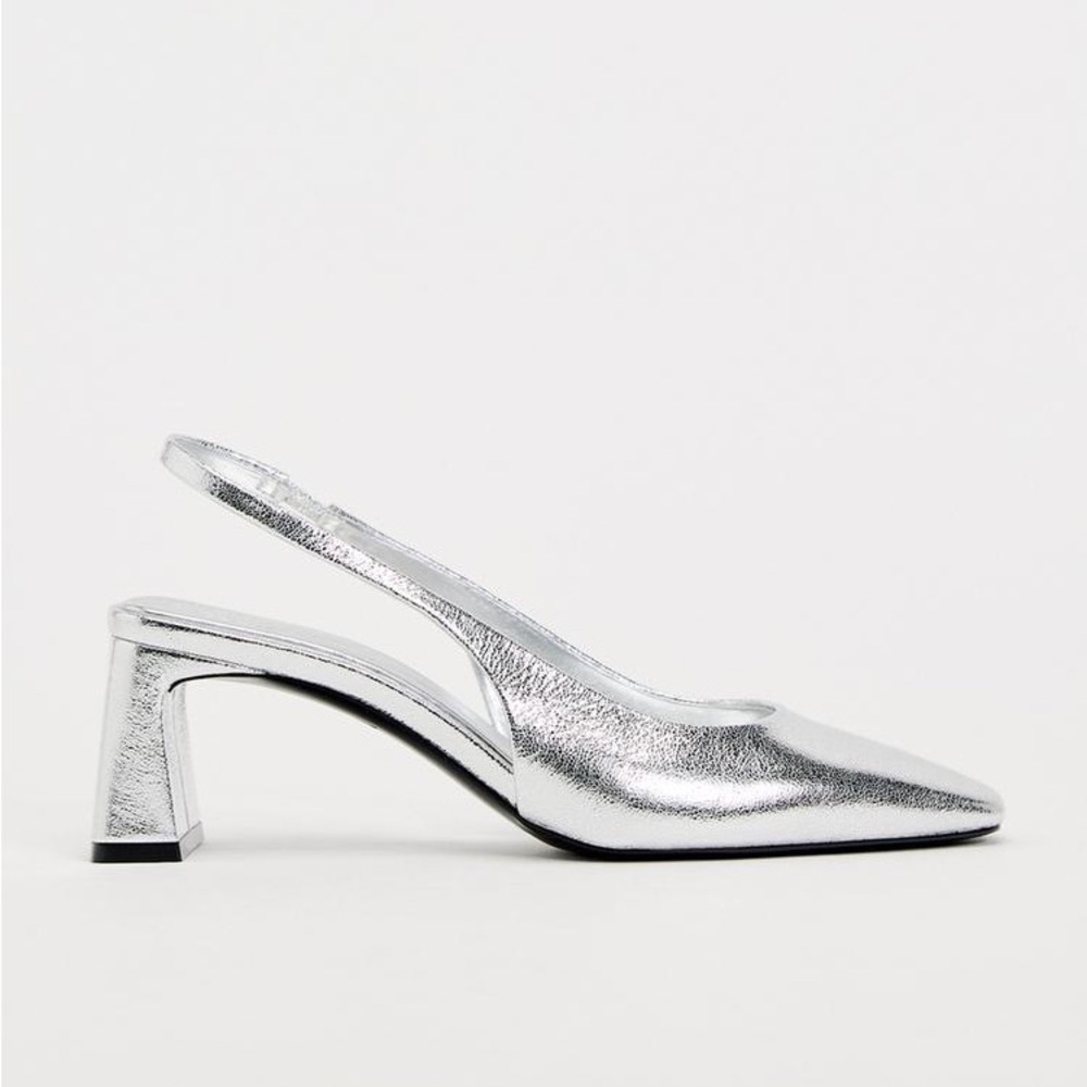 Zara Metallic Slingback Shoes - Size 9